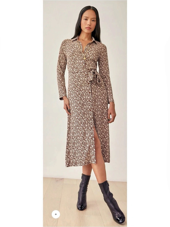 Reformation Dresses & Skirts - Reformation Brighton Floral Midi Dress in Brown & White Size Small